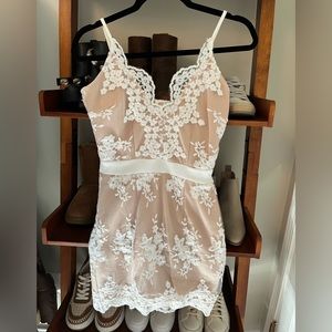 Charlotte Russe white and tan mini dress - perfect for brides!